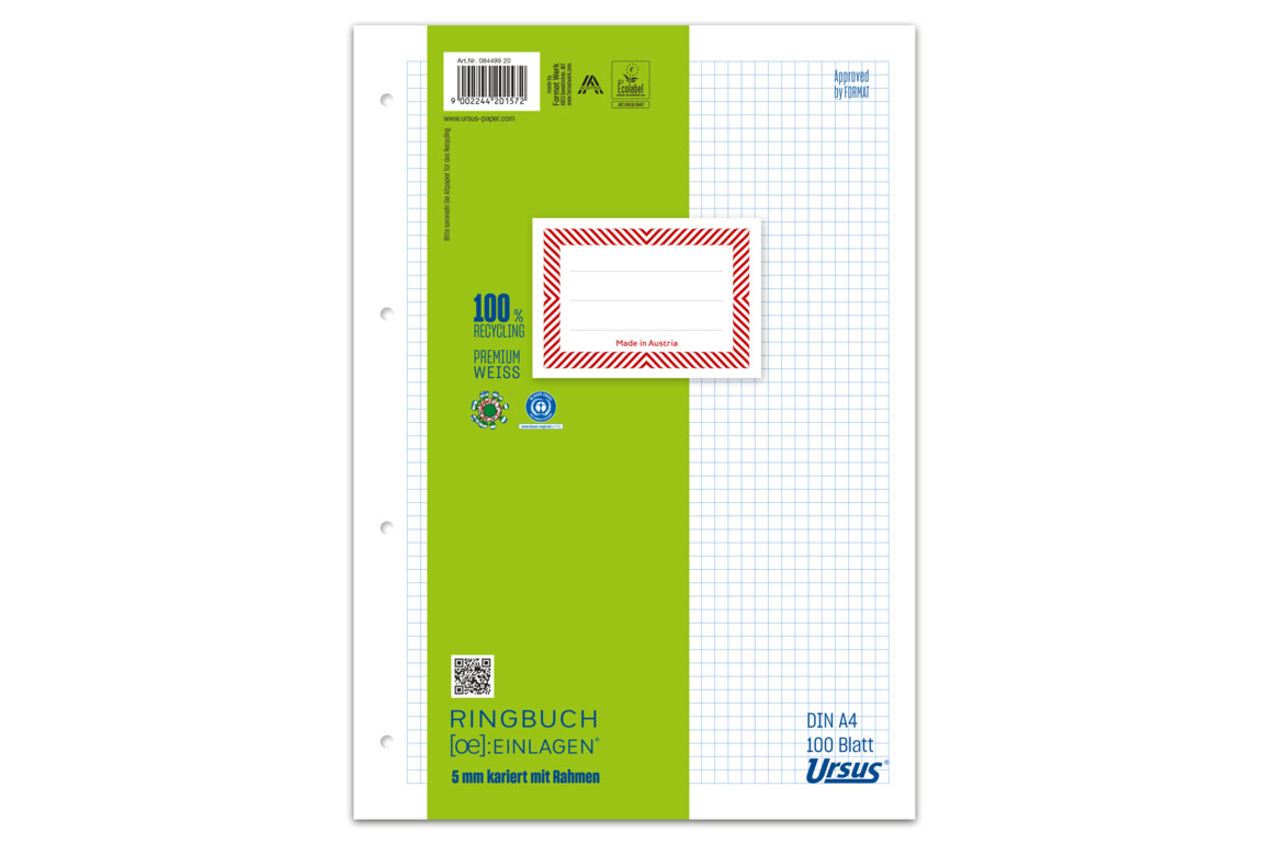 Ringbucheinlage Ursus A4 100 Blatt kariert, Art.-Nr. 084499-20 - Paterno Shop