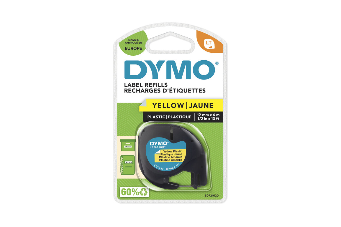 Beschriftungsband Dymo LetraTag sw auf gelb, Art.-Nr. 9122-LG - Paterno Shop