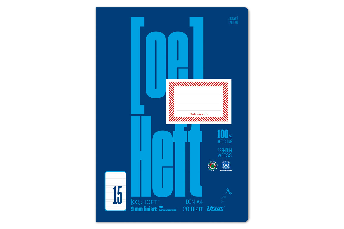 Heft Ursus OE15 A4 20 Blatt liniert mit KR, Art.-Nr. 0604201-24 - Paterno Shop
