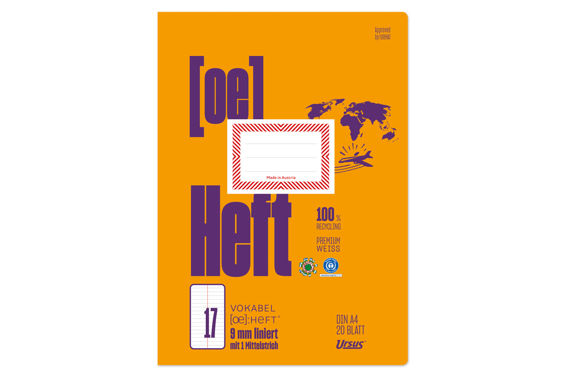Heft Ursus OE17 A4 20 Blatt liniert mit 1 MS, Art.-Nr. 0604201-64 - Paterno Shop