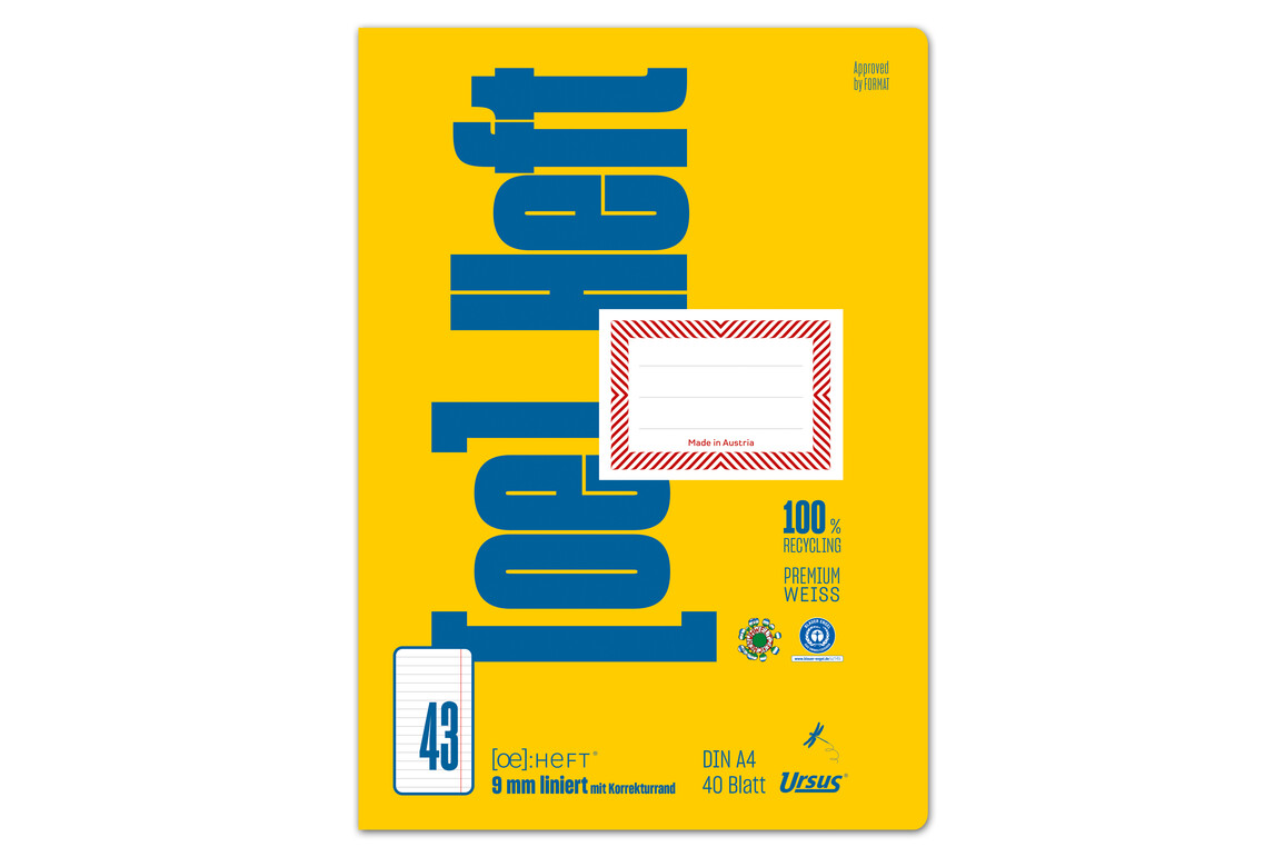 Heft Ursus OE43 A4 40 Blatt liniert mit KR, Art.-Nr. 070440-13 - Paterno Shop