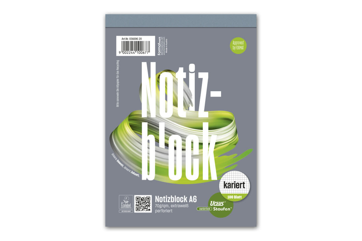 Notizblock Ursus A6 100 Blatt 70g/qm kariert, Art.-Nr. 036696-20 - Paterno Shop