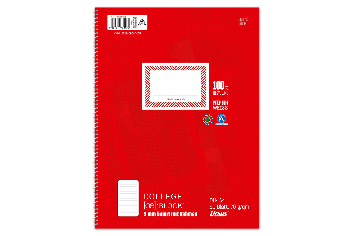 Kollegblock Ursus A4 80 Blatt 70g/qm liniert, Art.-Nr. 0443600-10 - Paterno B2B-Shop