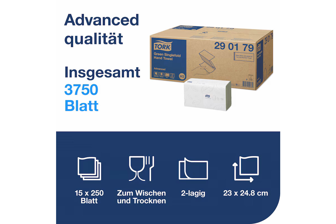Papierhandtücher 2-lagig ZZ-Falz Tork Classic, Art.-Nr. 290179 - Paterno Shop Papierhandtücher 2-lagig ZZ-Falz Tork Classic, Art.-Nr. 290179 - Paterno Shop