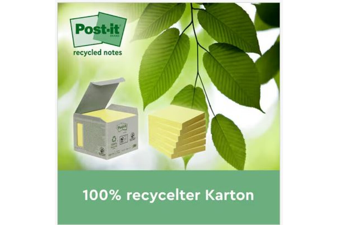 Haftnotizen Post-it 76x127 mm gelb Recycling Tower, Art.-Nr. 655-1T - Paterno Shop