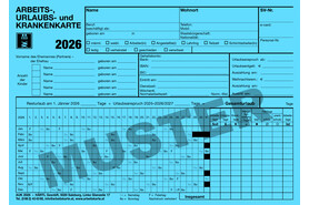 Arbeits- und Urlaubskarten 2026, Art.-Nr. AUK2026 - Paterno Shop
